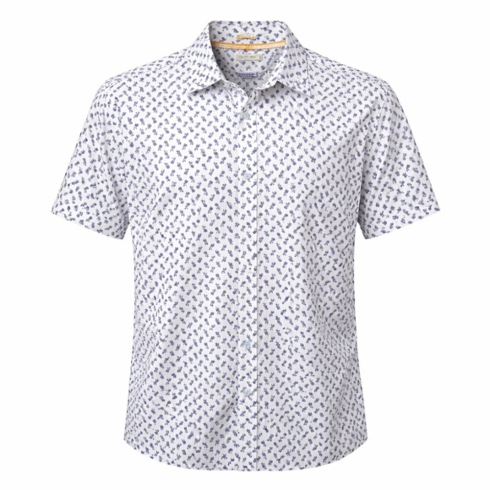 Age Of Wisdom White Pineapple Print Short Sleeve Button Down Shirt XL Modern